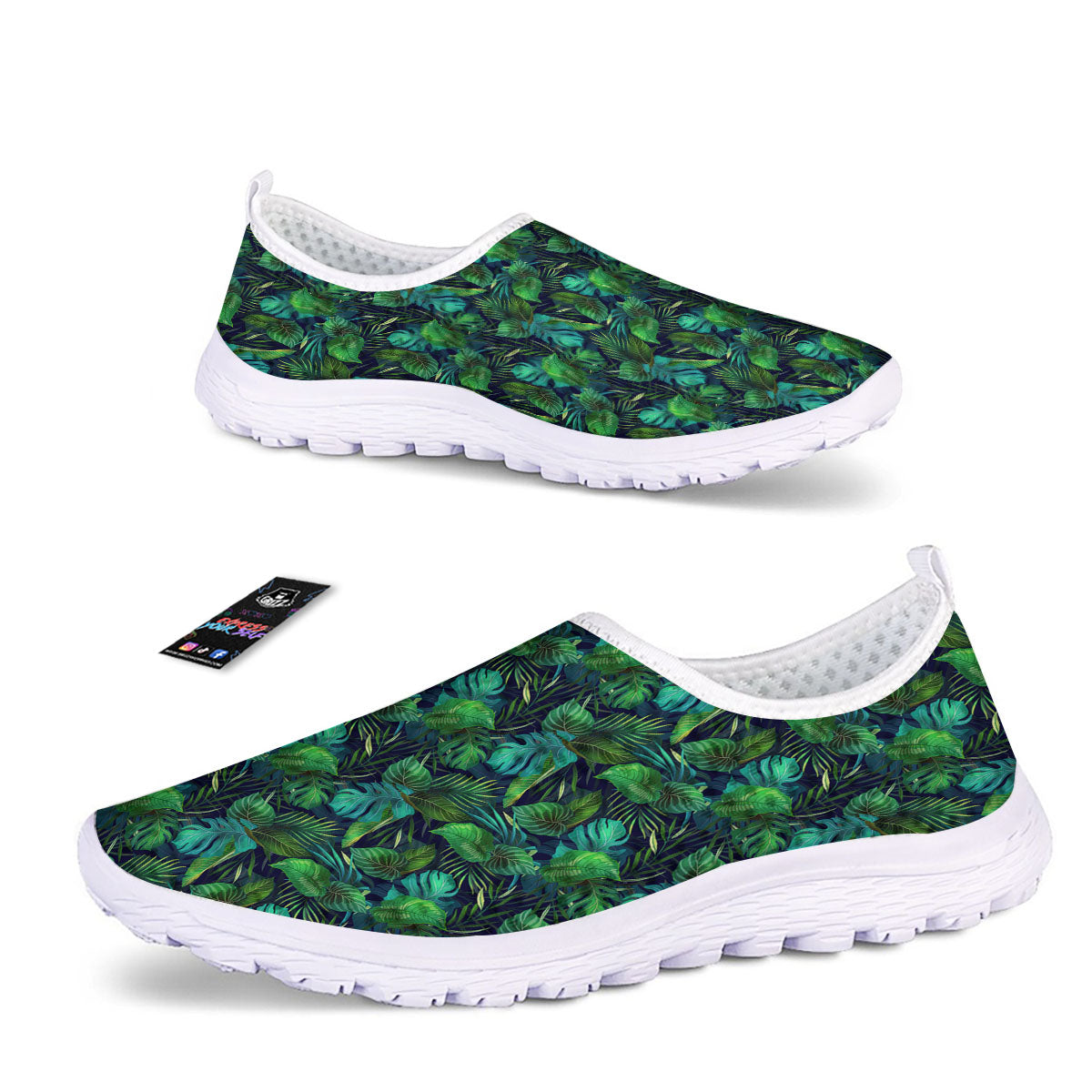 Exotic Leaf Tropical Print Pattern Nurse Shoes-grizzshop