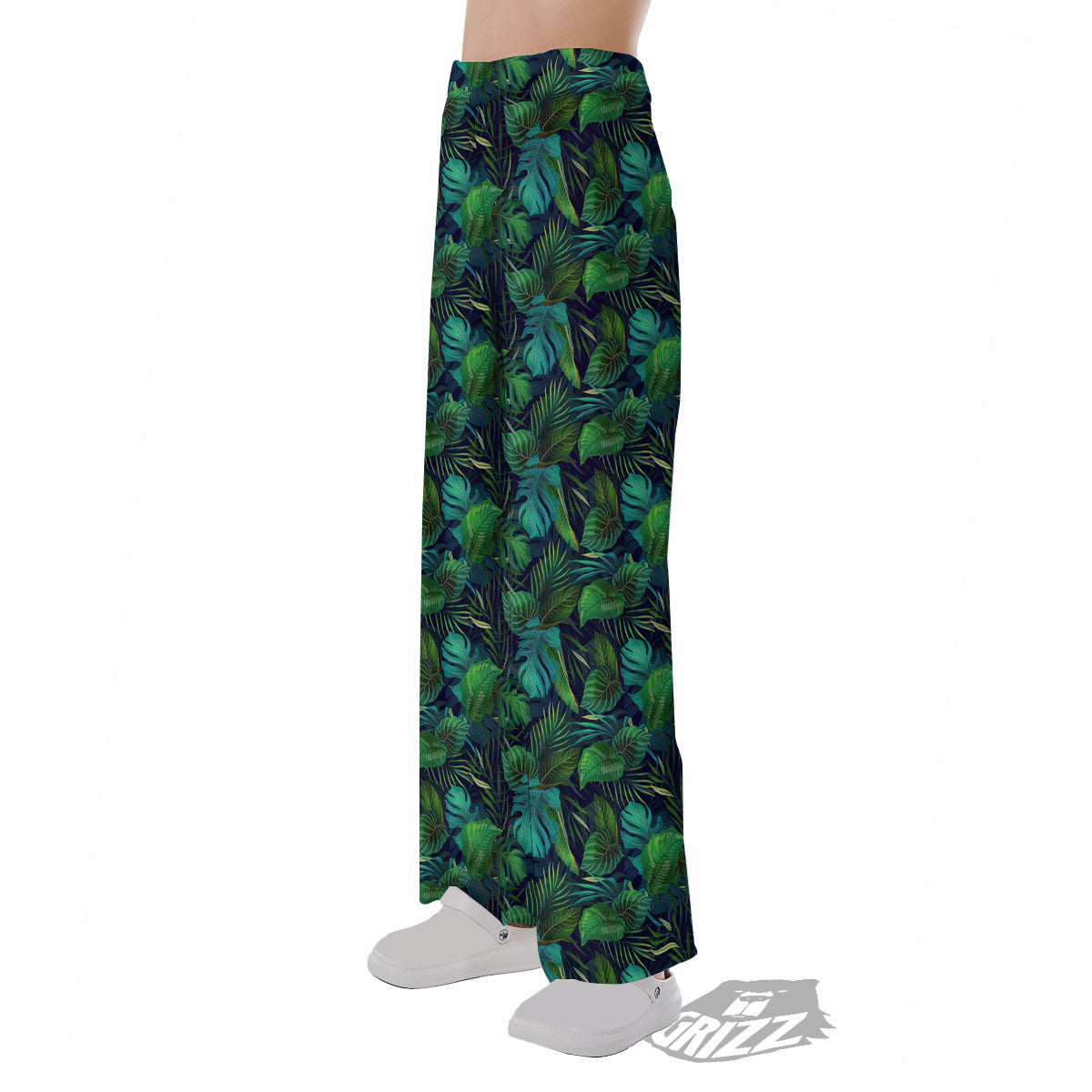 Exotic Leaf Tropical Print Pattern Pajama Pants-grizzshop