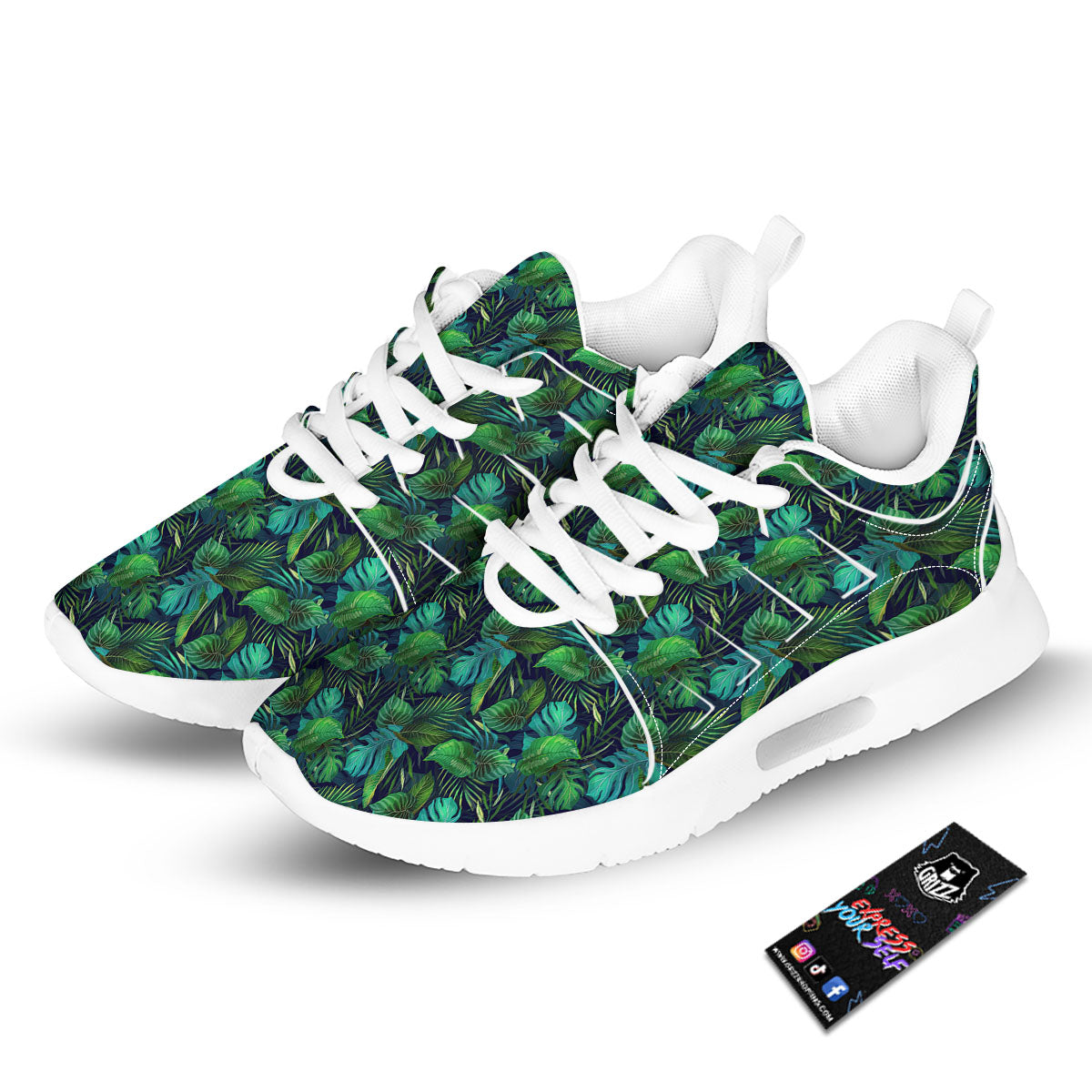 Exotic Leaf Tropical Print Pattern Tennis Shoes-grizzshop