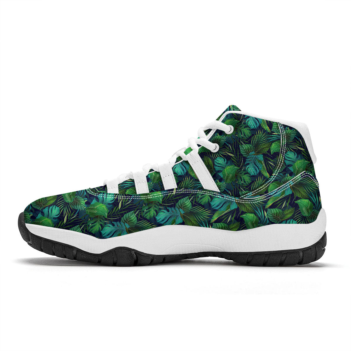 Exotic Leaf Tropical Print Pattern White Bball Shoes-grizzshop