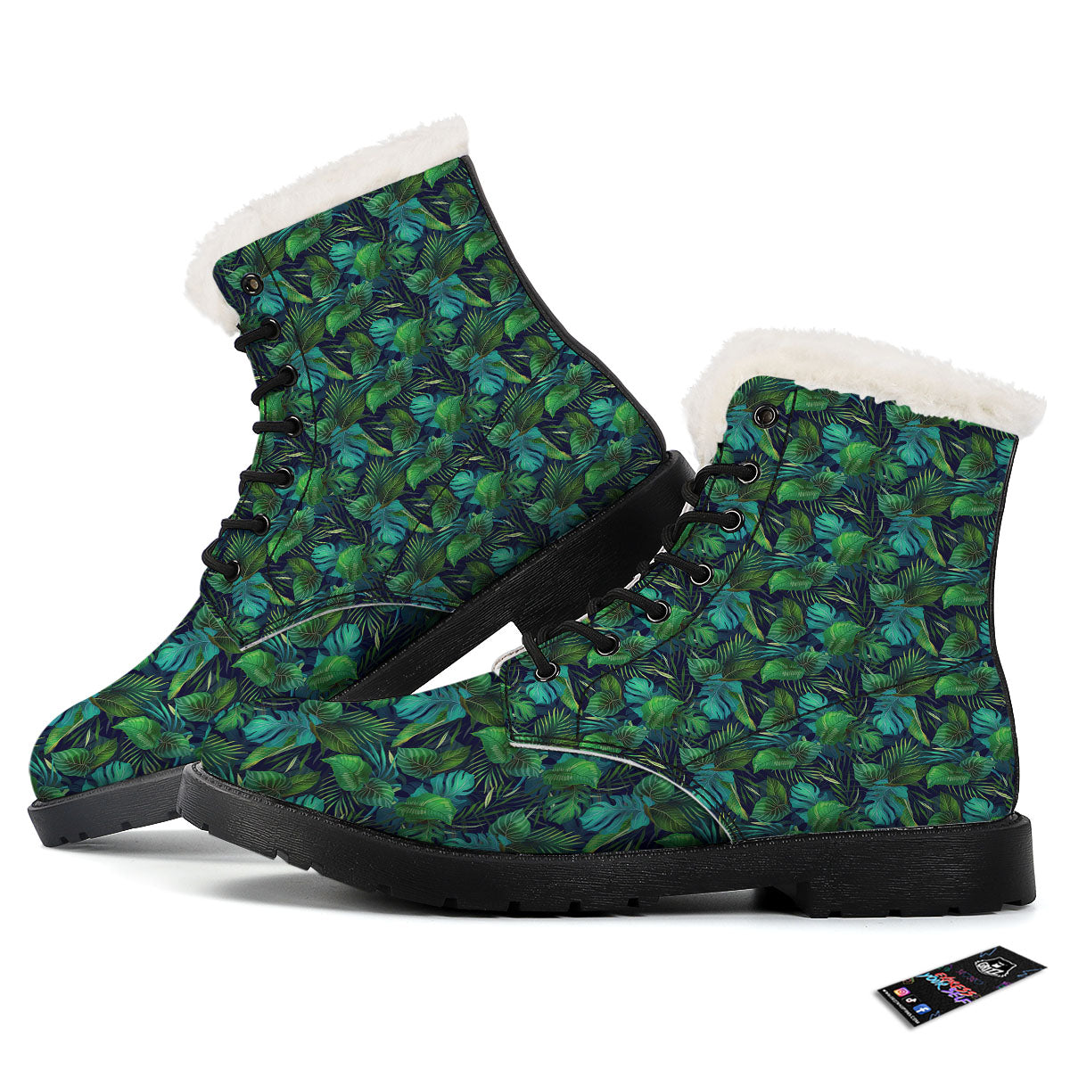 Exotic Leaf Tropical Print Pattern Winter Boots-grizzshop