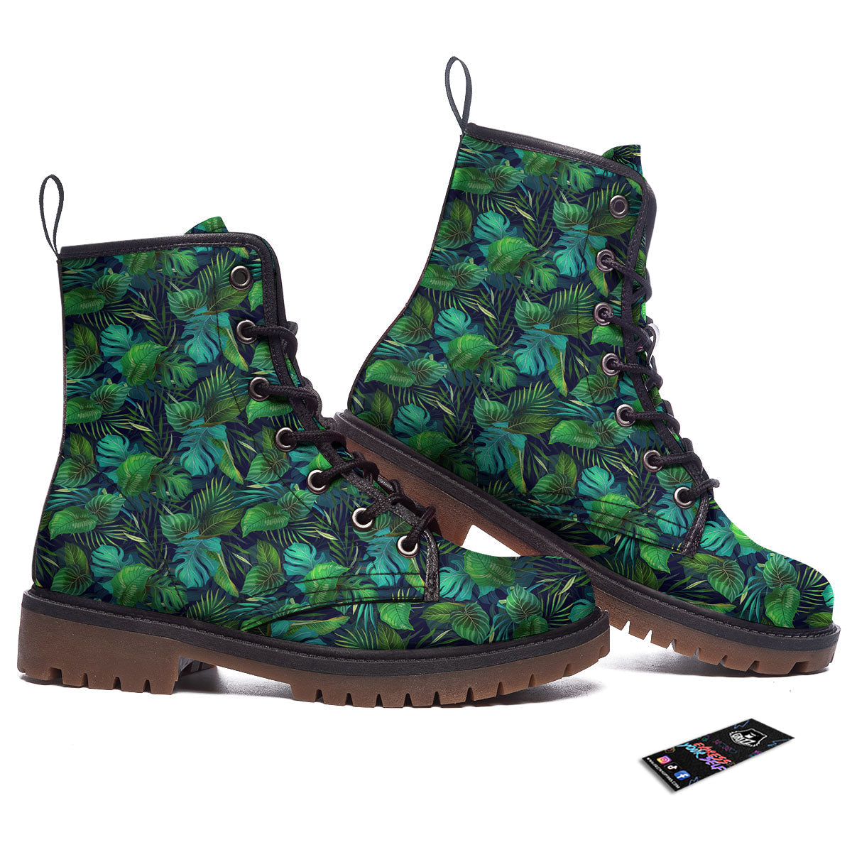 Exotic Leaf Tropical Print Pattern Work Boots-grizzshop