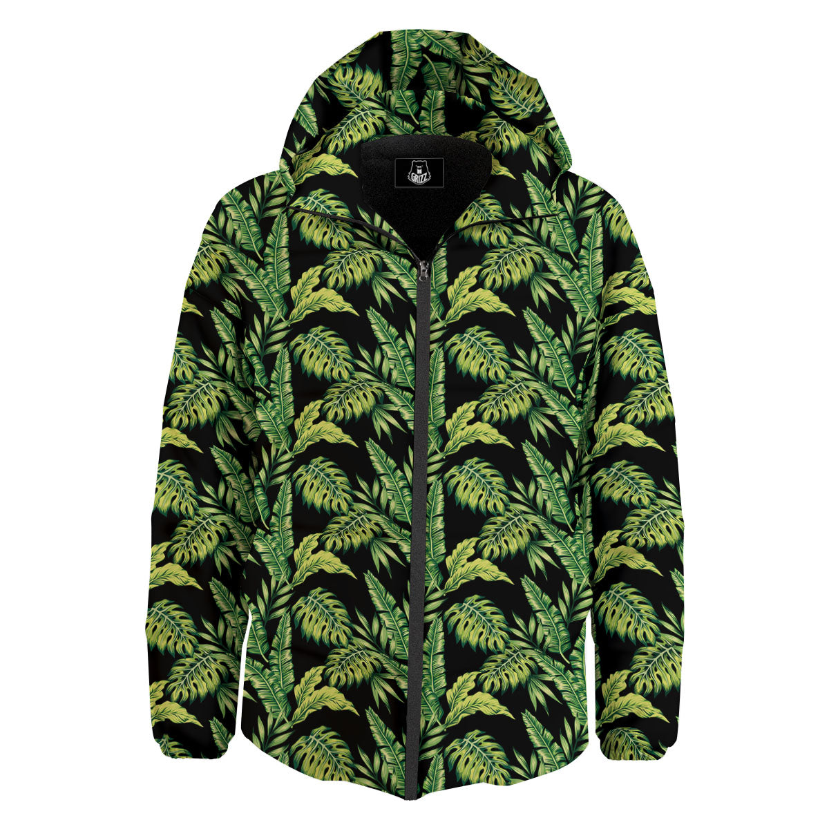 Exotic Leaves Tropical Print Pattern Down Jacket-grizzshop