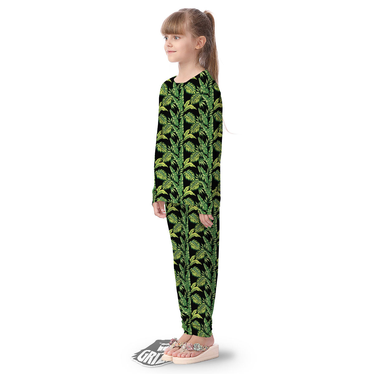 Exotic Leaves Tropical Print Pattern Kid's Pajamas-grizzshop