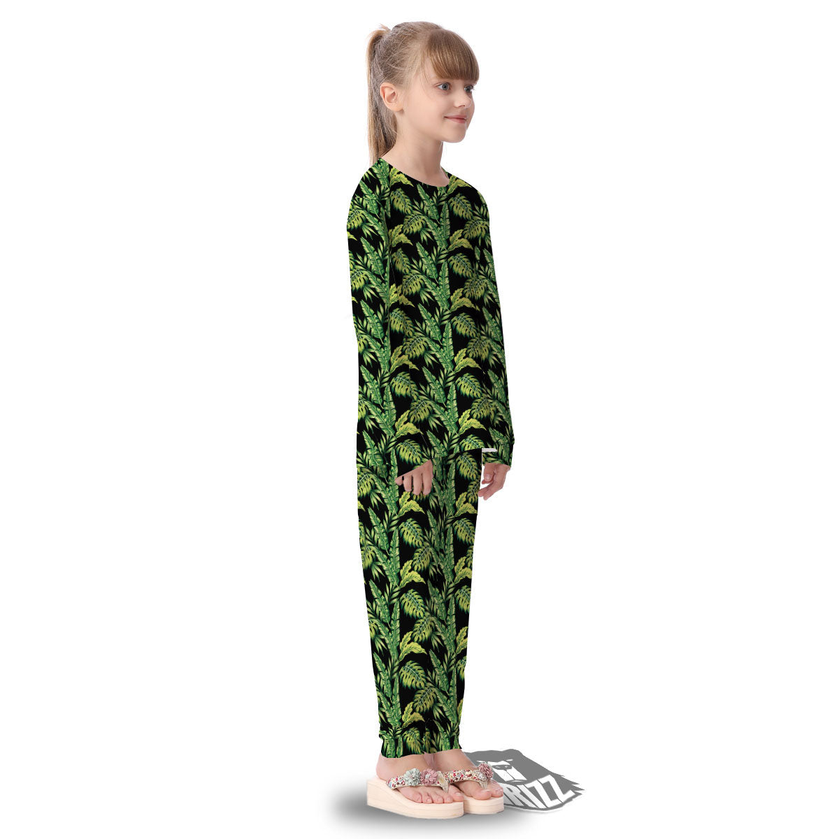 Exotic Leaves Tropical Print Pattern Kid's Pajamas-grizzshop