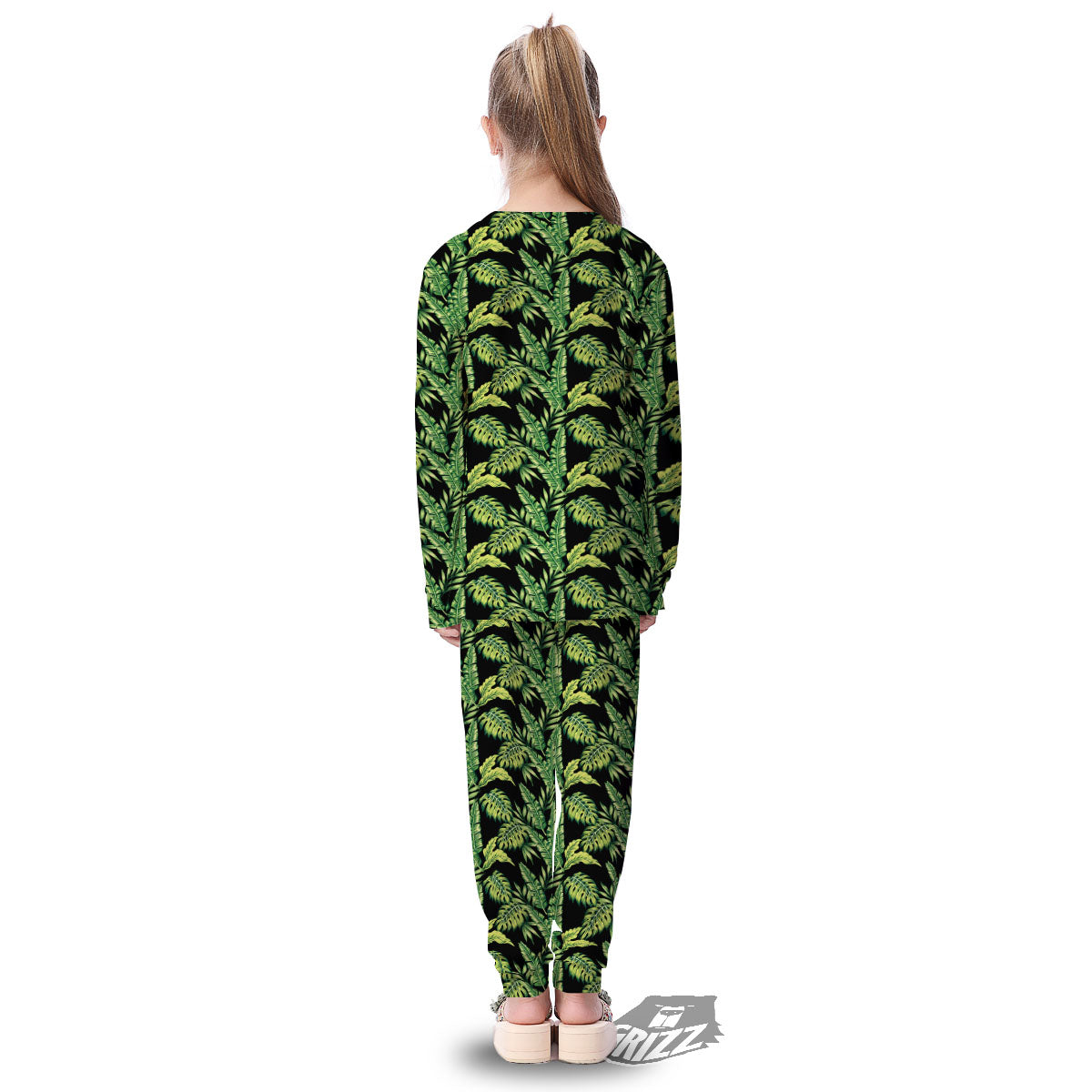 Exotic Leaves Tropical Print Pattern Kid's Pajamas-grizzshop