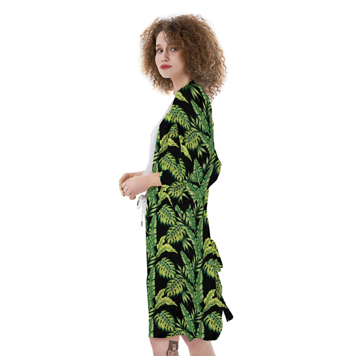 Exotic Leaves Tropical Print Pattern Kimono-grizzshop