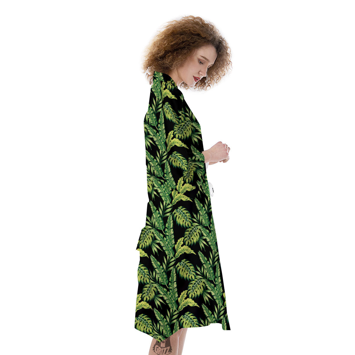 Exotic Leaves Tropical Print Pattern Kimono-grizzshop