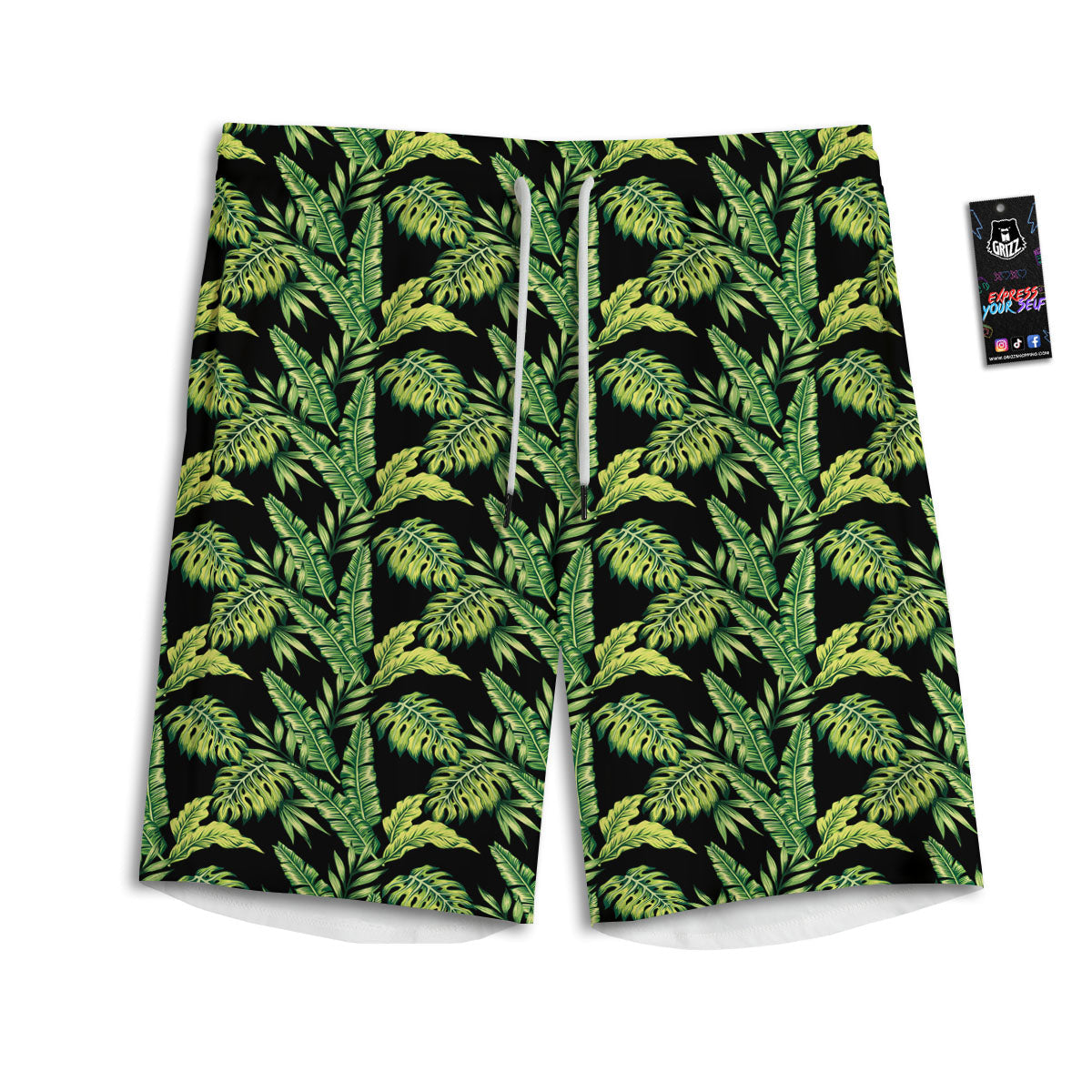Exotic Leaves Tropical Print Pattern Men's Athletic Shorts-grizzshop