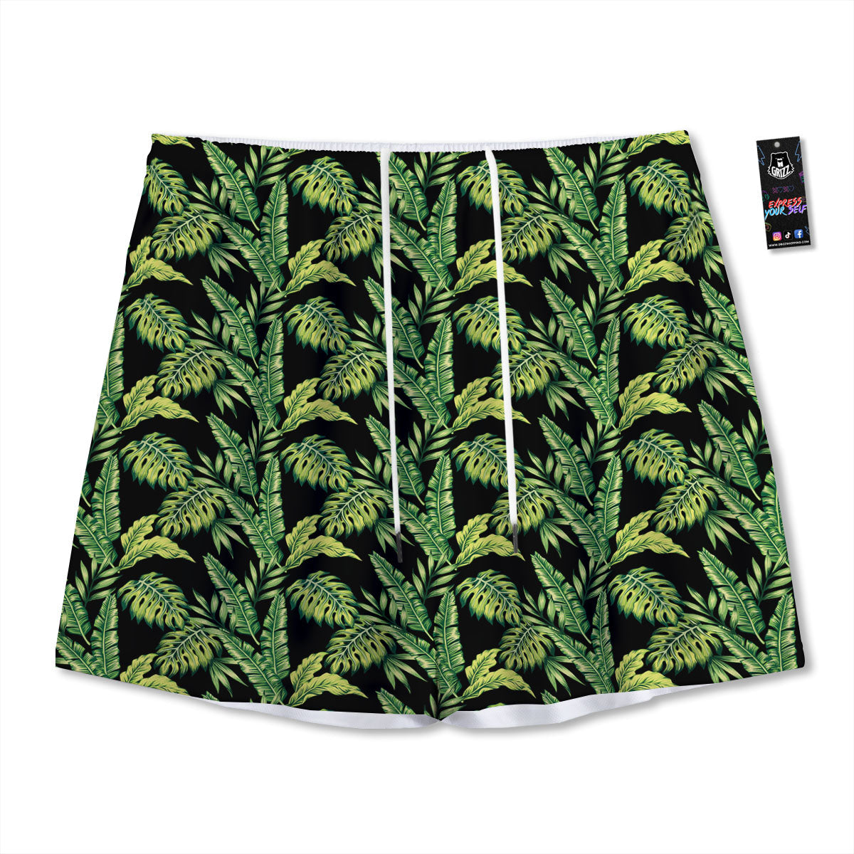 Exotic Leaves Tropical Print Pattern Mesh Shorts-grizzshop