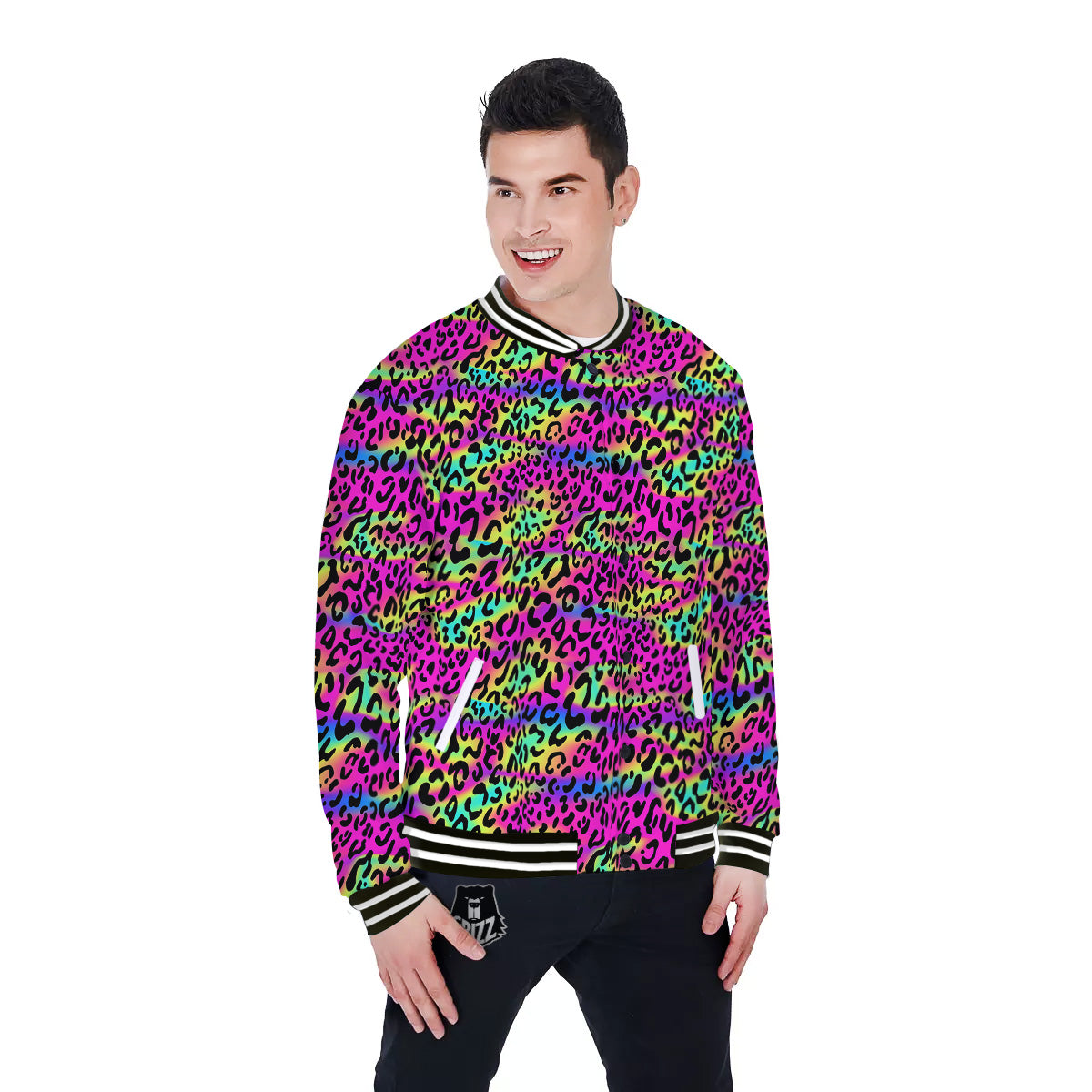 Exotic Neon Leopard Print Pattern Baseball Jacket-grizzshop