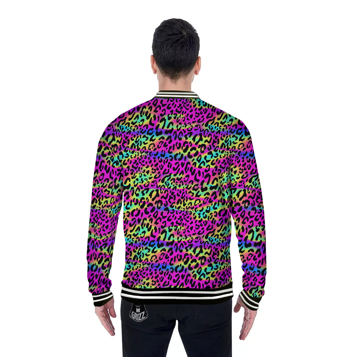 Exotic Neon Leopard Print Pattern Baseball Jacket-grizzshop