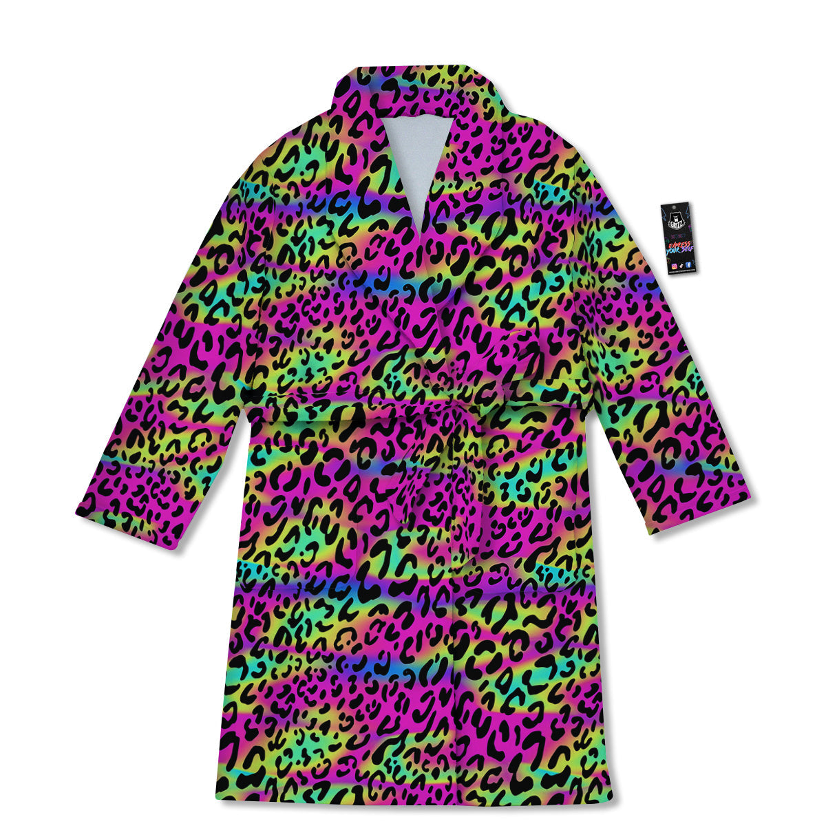 Exotic Neon Leopard Print Pattern Bathrobe-grizzshop