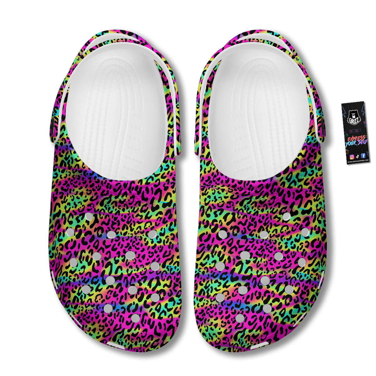 Exotic Neon Leopard Print Pattern Clog-grizzshop