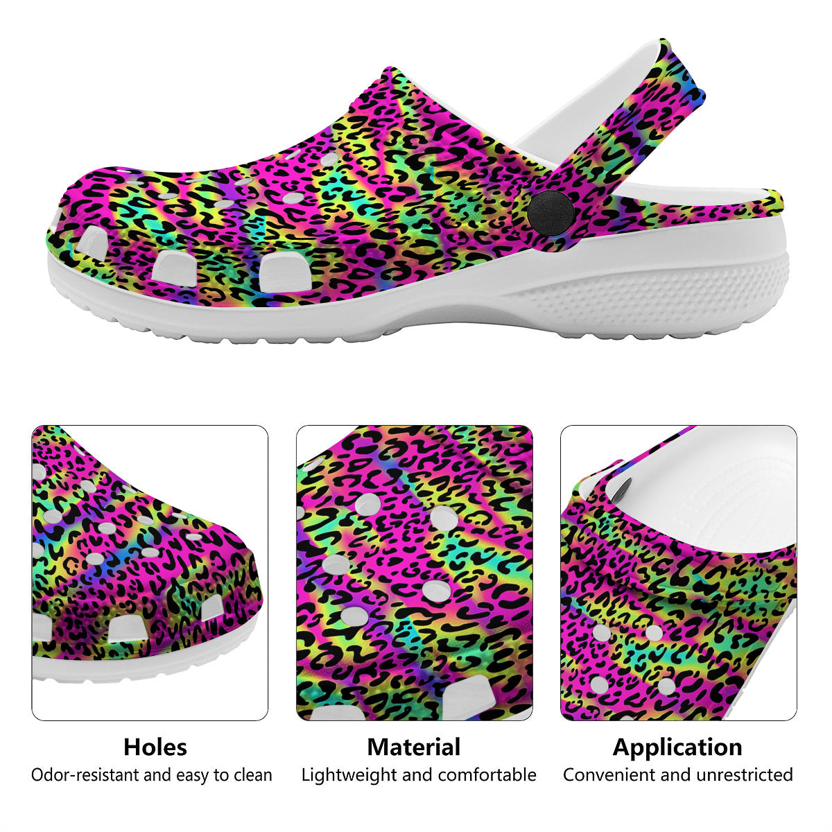 Exotic Neon Leopard Print Pattern Clog-grizzshop