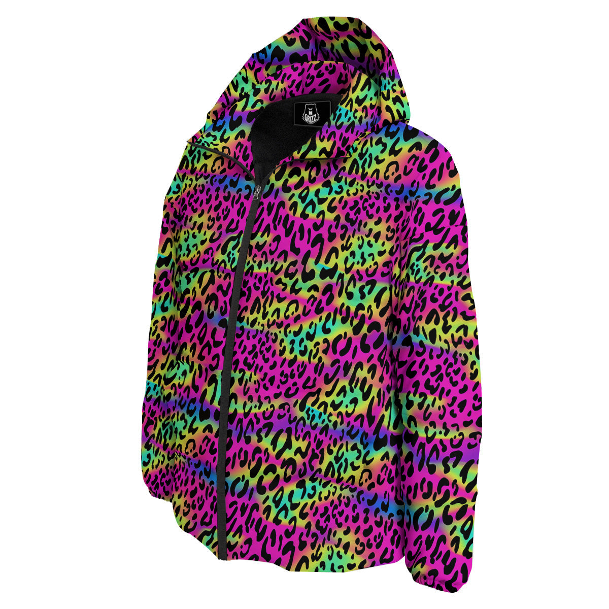Exotic Neon Leopard Print Pattern Down Jacket-grizzshop