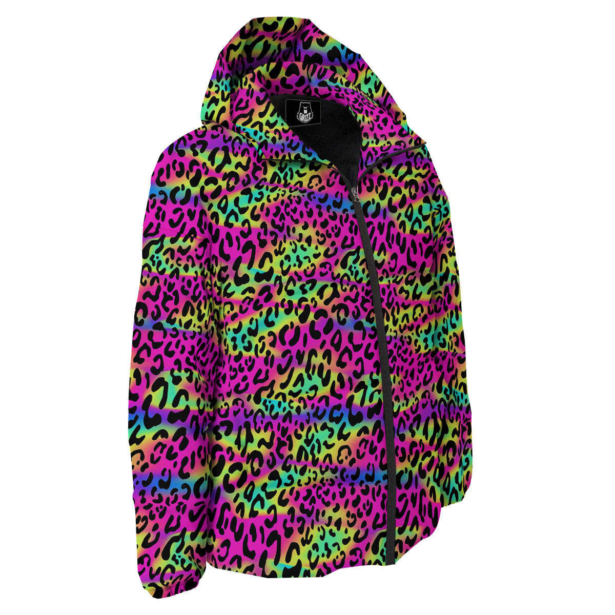 Exotic Neon Leopard Print Pattern Down Jacket-grizzshop
