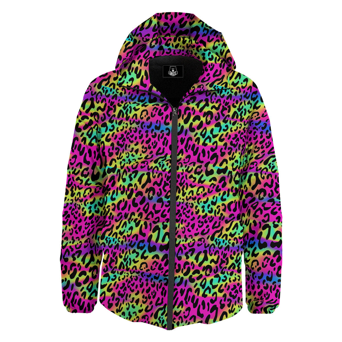 Exotic Neon Leopard Print Pattern Down Jacket-grizzshop