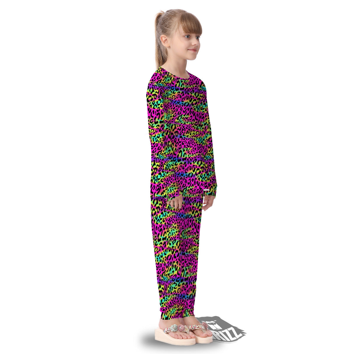 Exotic Neon Leopard Print Pattern Kid's Pajamas-grizzshop