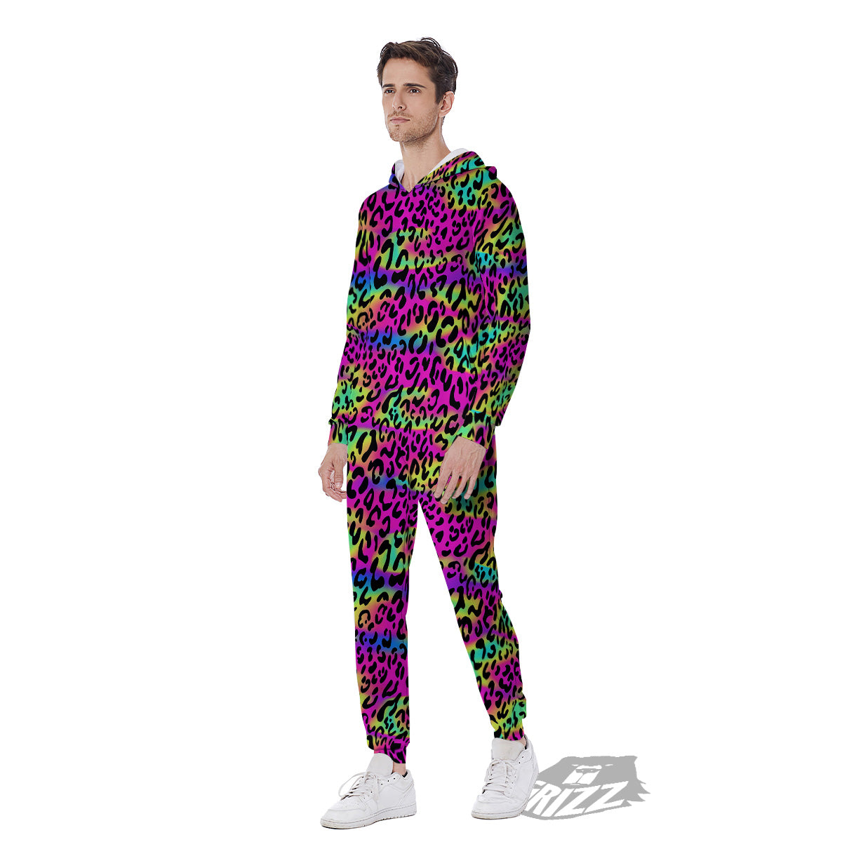 Exotic Neon Leopard Print Pattern Men's Jumpsuit-grizzshop