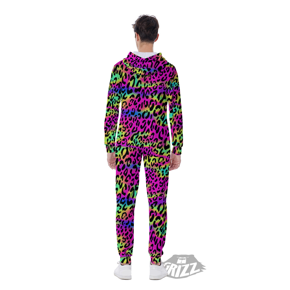 Exotic Neon Leopard Print Pattern Men's Jumpsuit-grizzshop