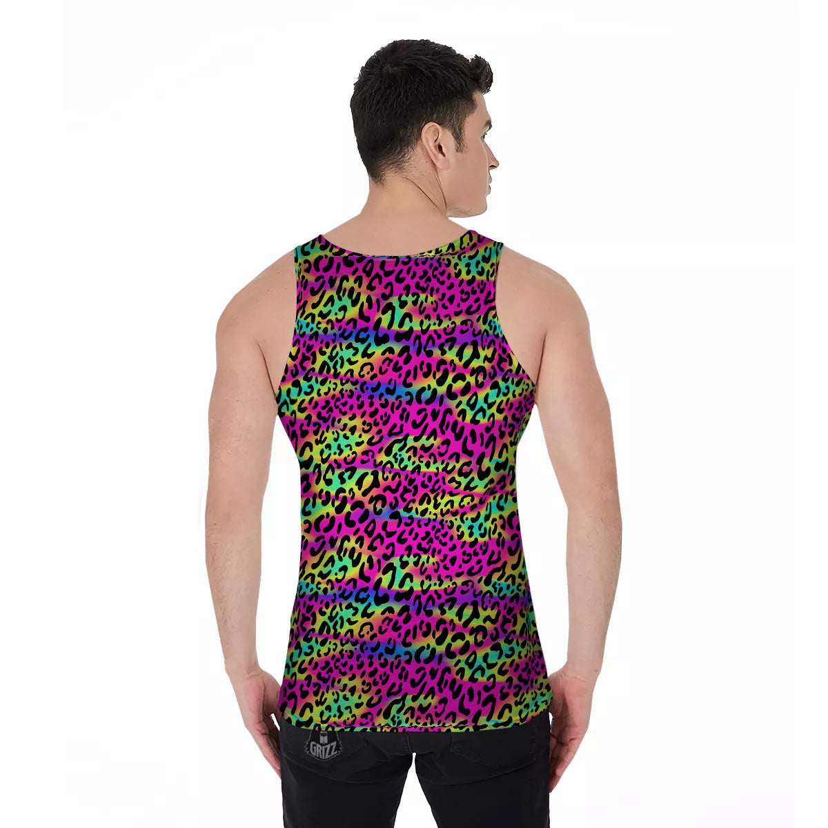 Exotic Neon Leopard Print Pattern Men's Tank Top-grizzshop