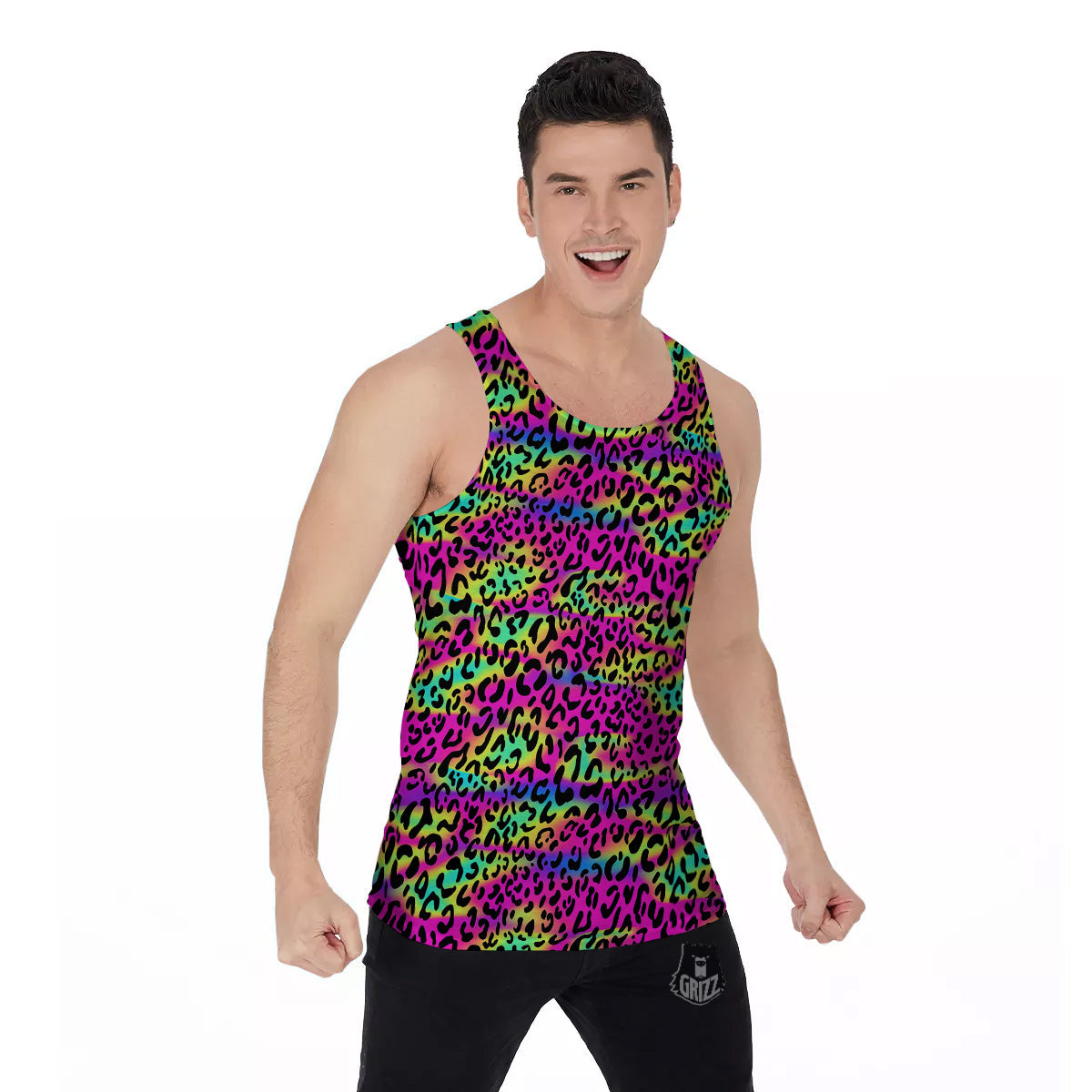 Exotic Neon Leopard Print Pattern Men's Tank Top-grizzshop