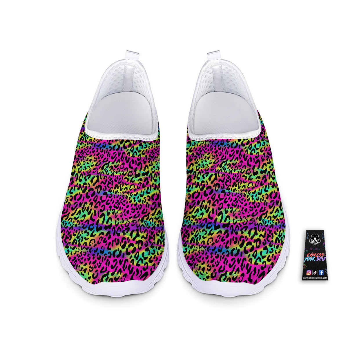 Exotic Neon Leopard Print Pattern Nurse Shoes-grizzshop