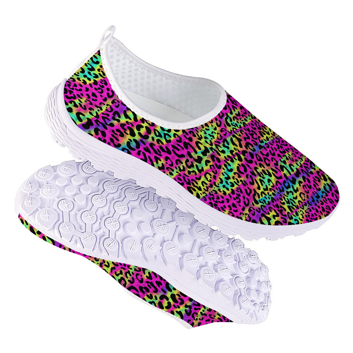 Exotic Neon Leopard Print Pattern Nurse Shoes-grizzshop