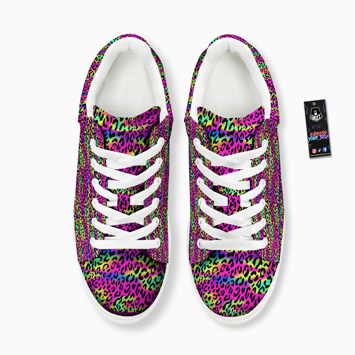 Exotic Neon Leopard Print Pattern Platform Shoes-grizzshop