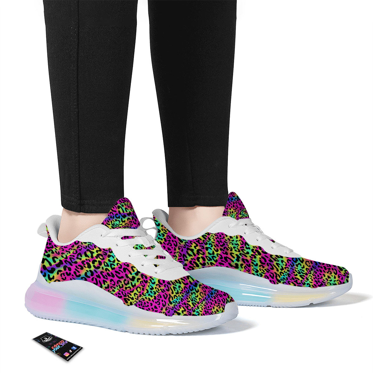 Exotic Neon Leopard Print Pattern Running Sneakers-grizzshop