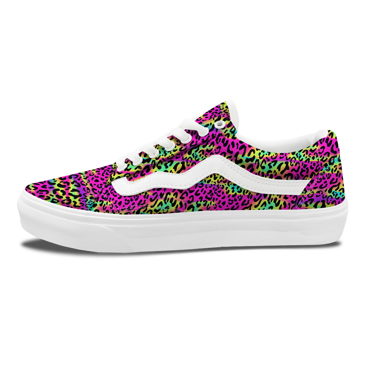 Exotic Neon Leopard Print Pattern Skate Shoes-grizzshop
