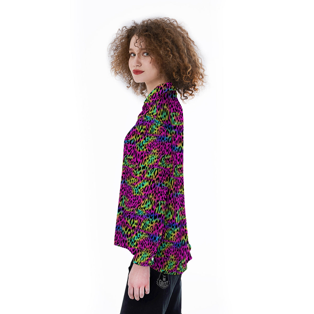 Exotic Neon Leopard Print Pattern Women's Long Sleeve Shirts-grizzshop