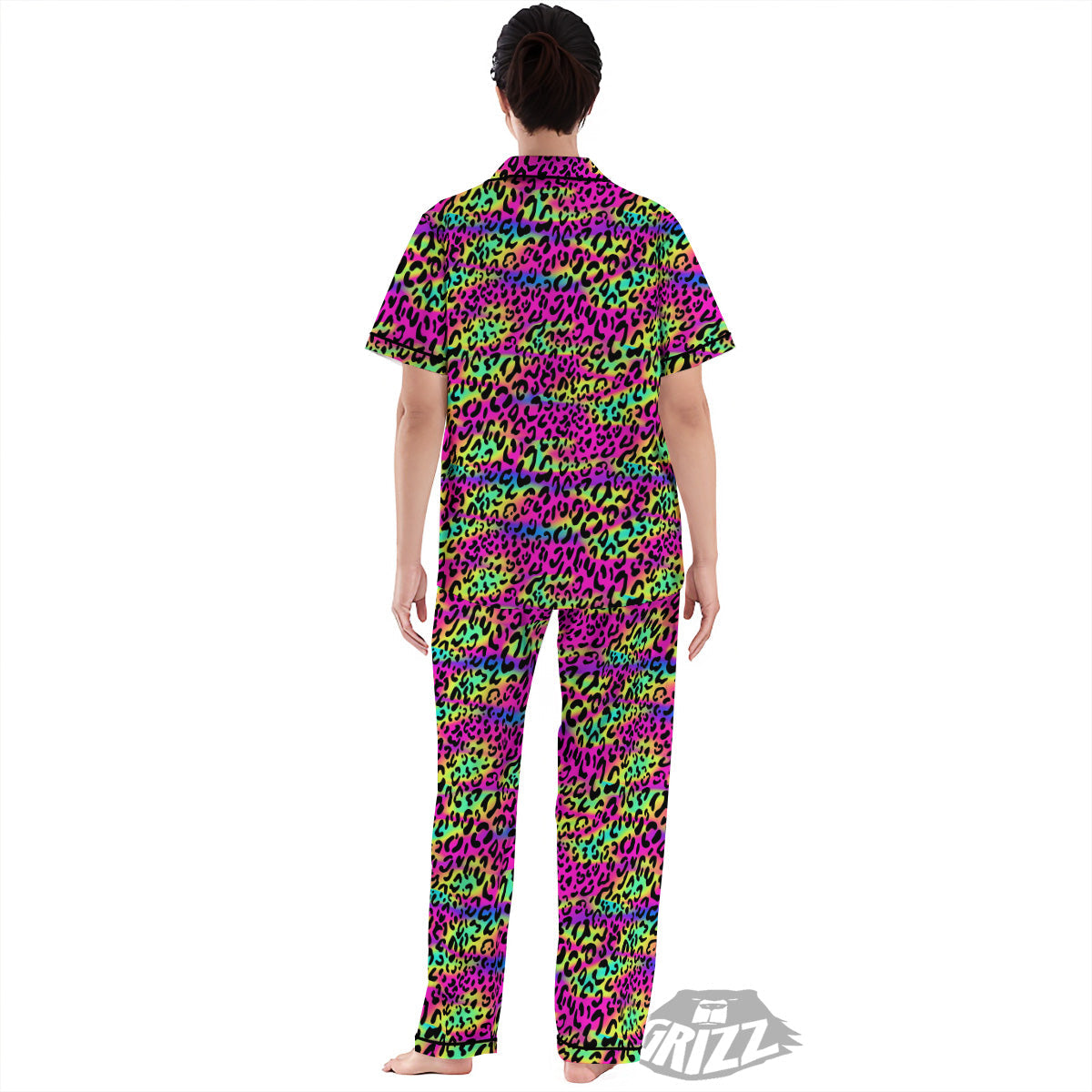 Exotic Neon Leopard Print Pattern Women's Pajamas Set-grizzshop