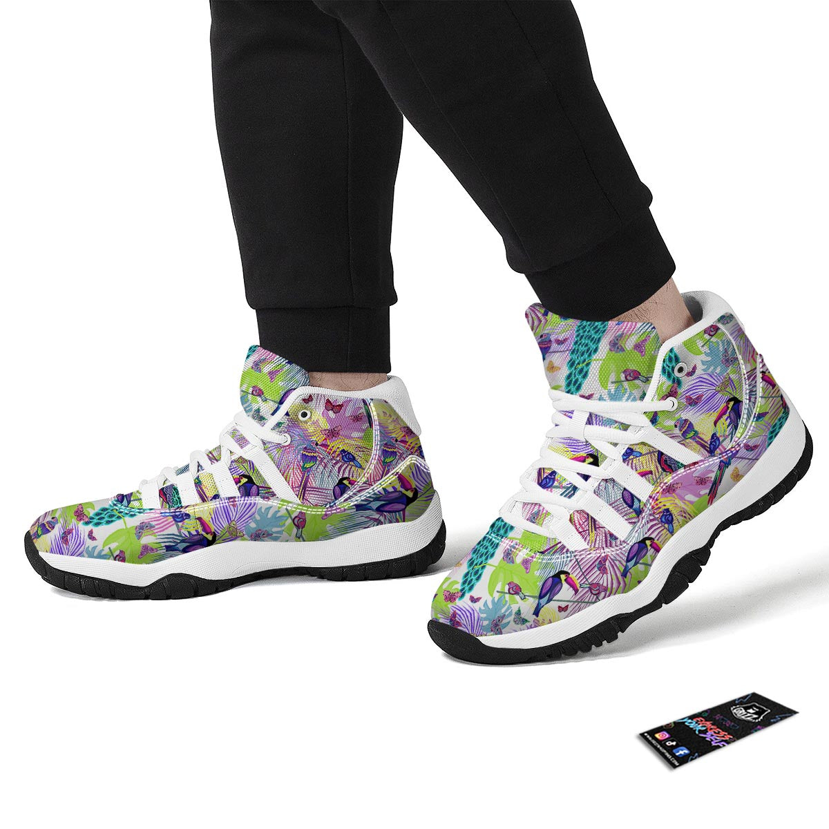 Exotic Tropical Bird White Bball Shoes-grizzshop