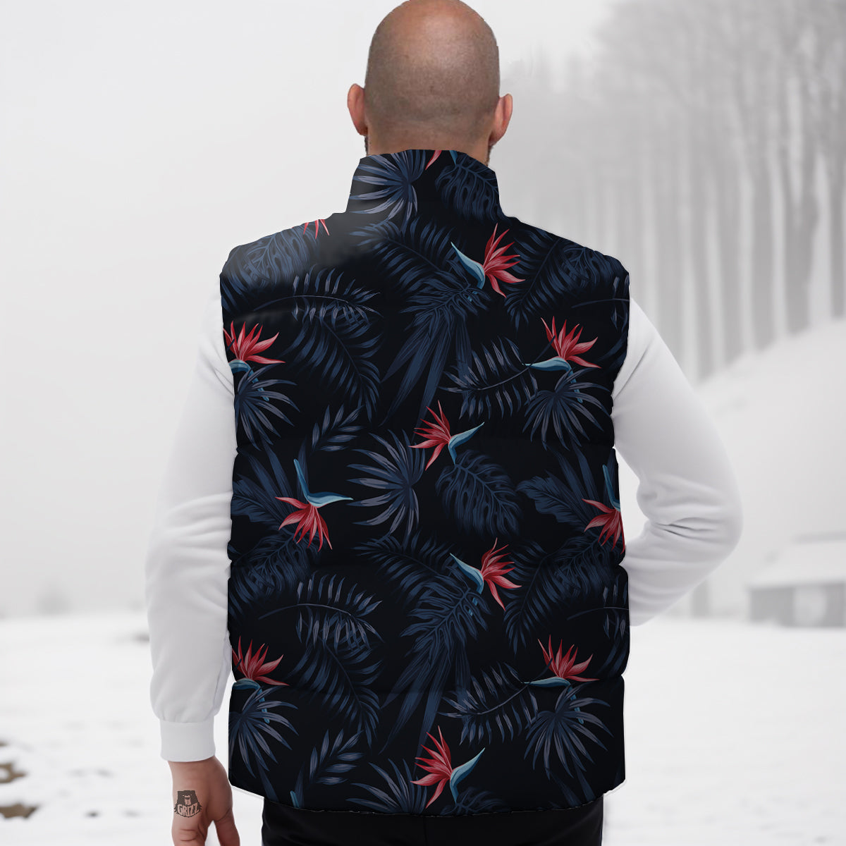 Exotic Tropical Hawaiian Vintage Print Pattern Down Vest-grizzshop