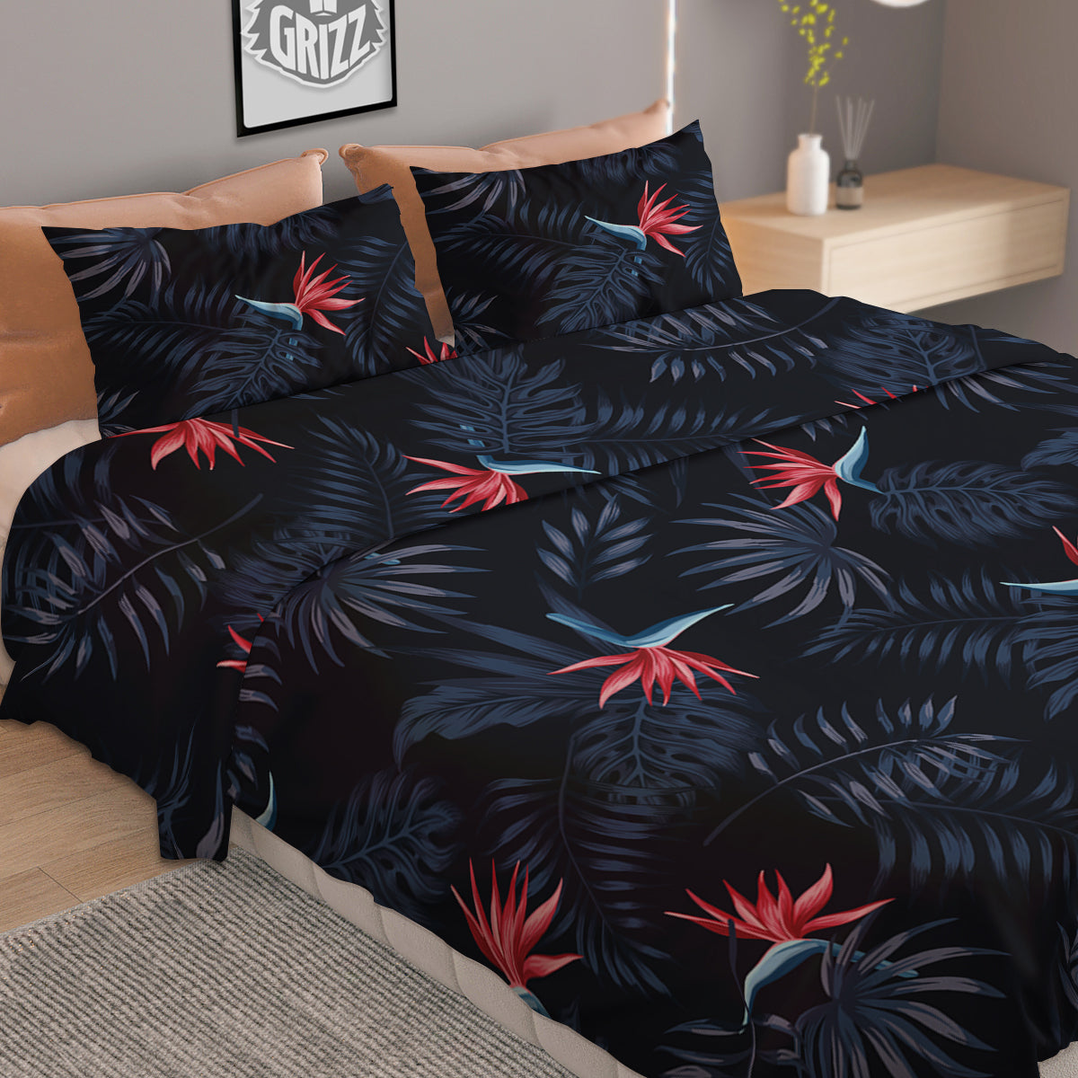 Exotic Tropical Hawaiian Vintage Print Pattern Duvet Cover Bedding Set
