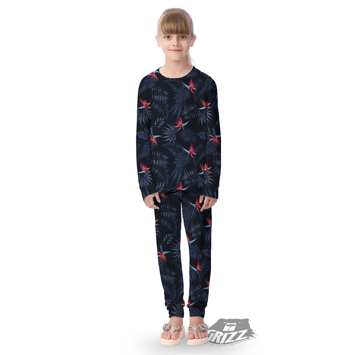 Exotic Tropical Hawaiian Vintage Print Pattern Kid's Pajamas-grizzshop