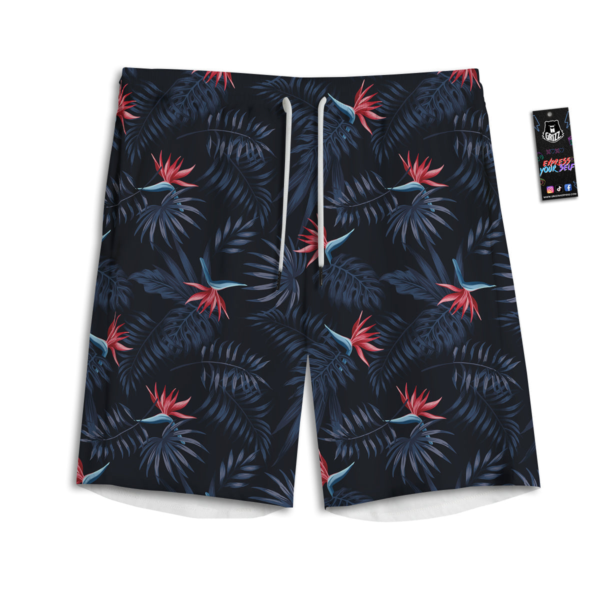 Exotic Tropical Hawaiian Vintage Print Pattern Men's Athletic Shorts-grizzshop