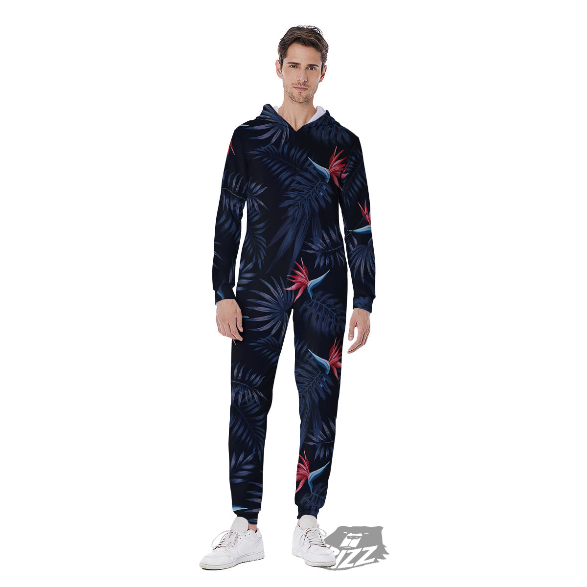 Exotic Tropical Hawaiian Vintage Print Pattern Men's Jumpsuit-grizzshop