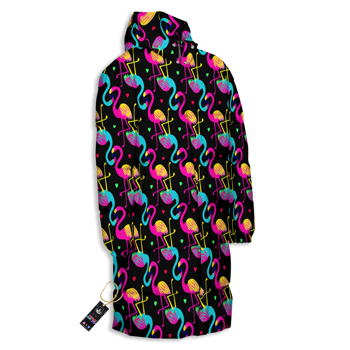 Exotic Hawaiian Flamingo Print Pattern Long Down Jacket