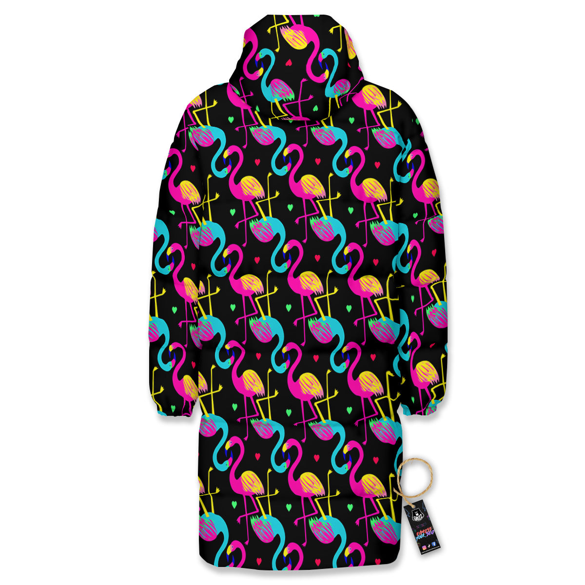 Exotic Hawaiian Flamingo Print Pattern Long Down Jacket