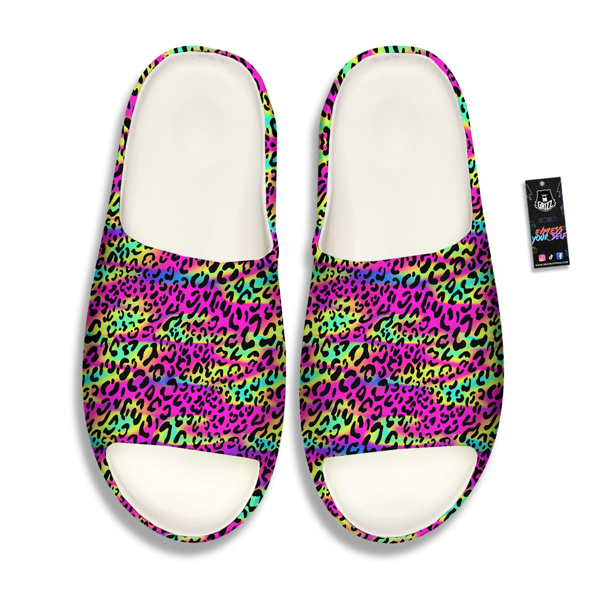 Exotic Neon Leopard Print Pattern Sandals-grizzshop