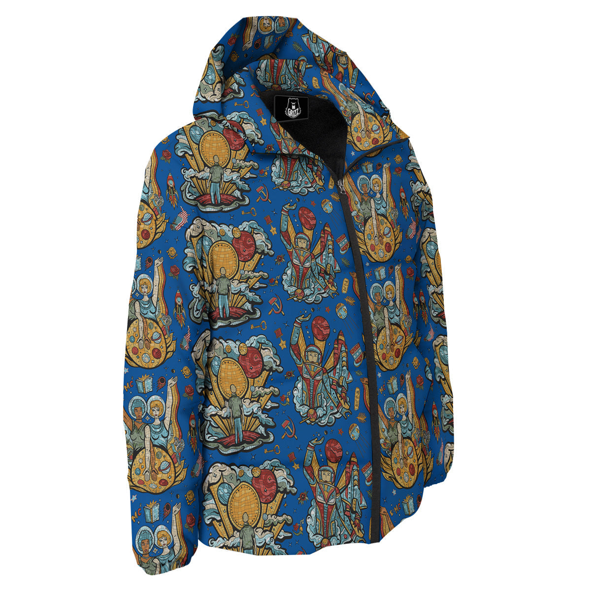 Exploration Of Mars Planet Print Pattern Down Jacket-grizzshop
