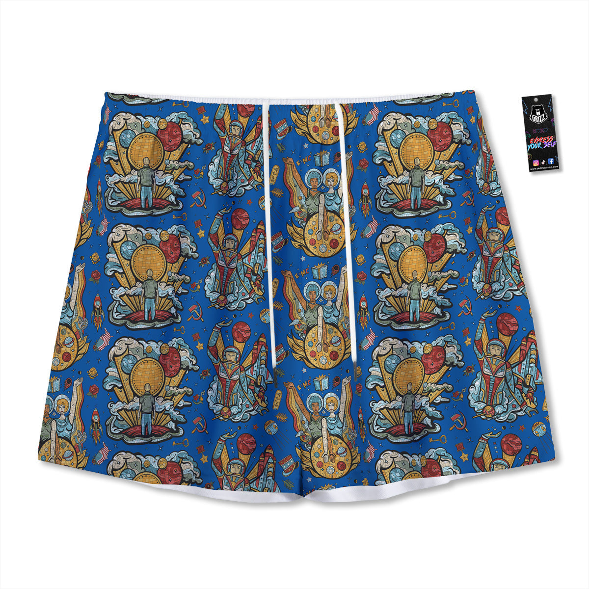 Hieroglyphs Egypt Print Pattern Mesh Shorts