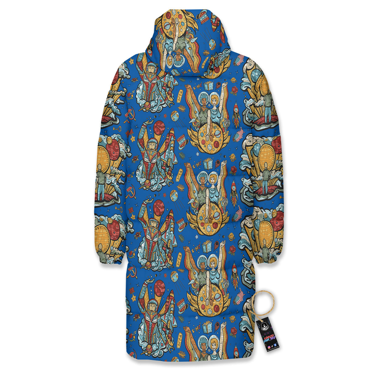 Exploration Of Mars Planet Print Pattern Long Down Jacket