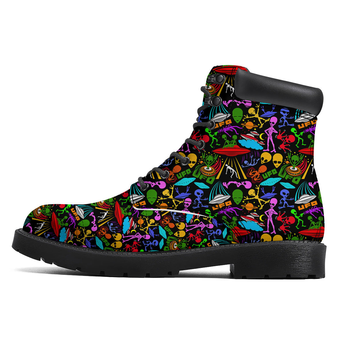 Extraterrestrial Aliens Colorful Print Pattern Boots-grizzshop