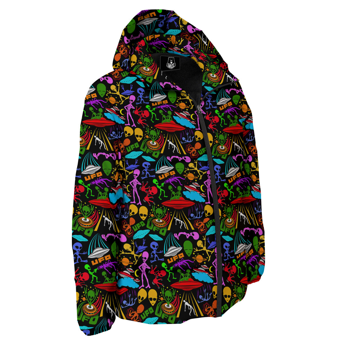 Extraterrestrial Aliens Colorful Print Pattern Down Jacket-grizzshop