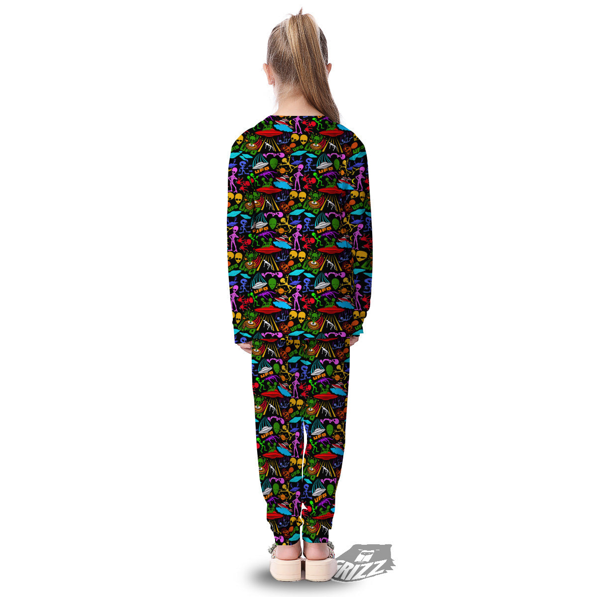 Extraterrestrial Aliens Colorful Print Pattern Kid's Pajamas-grizzshop