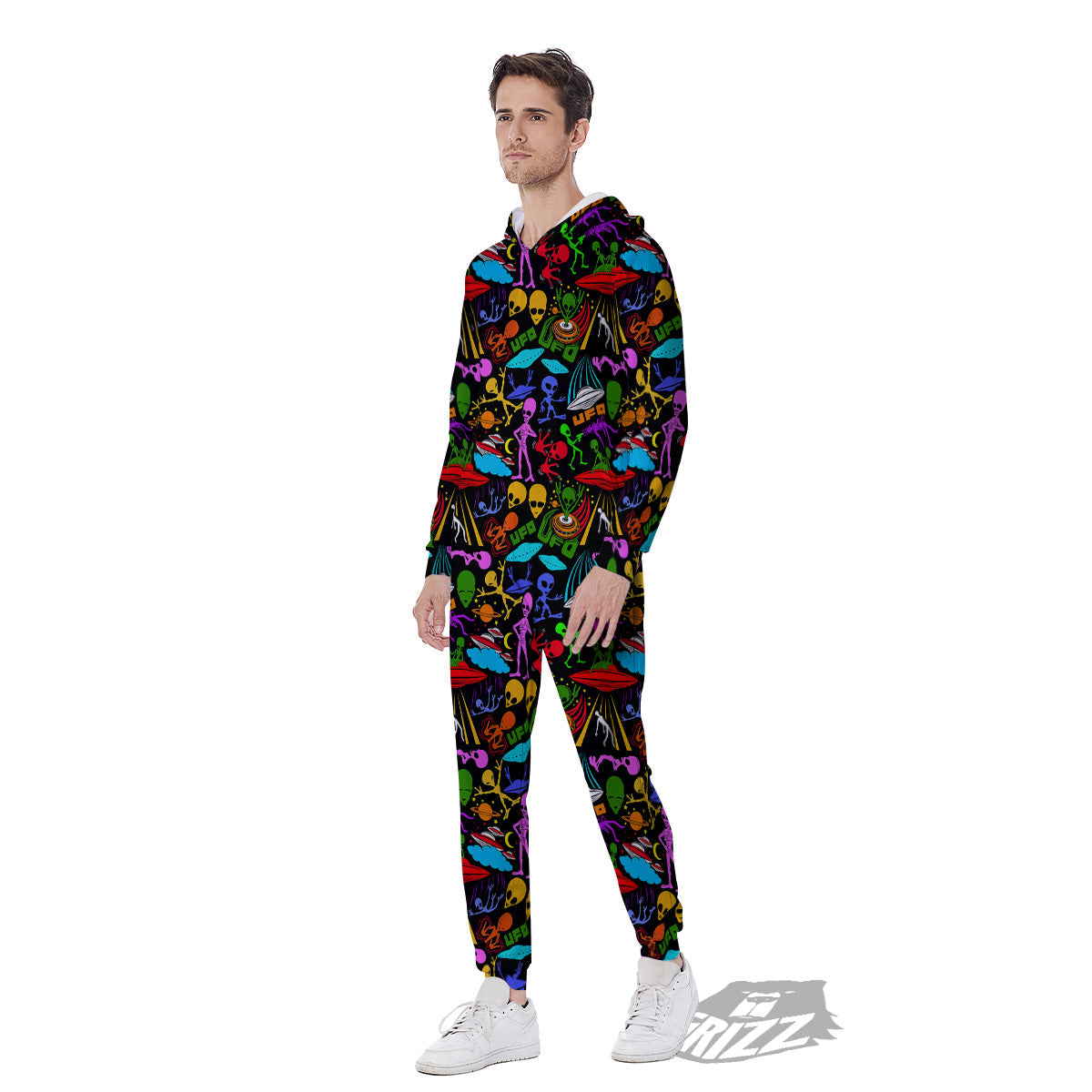 Extraterrestrial Aliens Colorful Print Pattern Men's Jumpsuit-grizzshop
